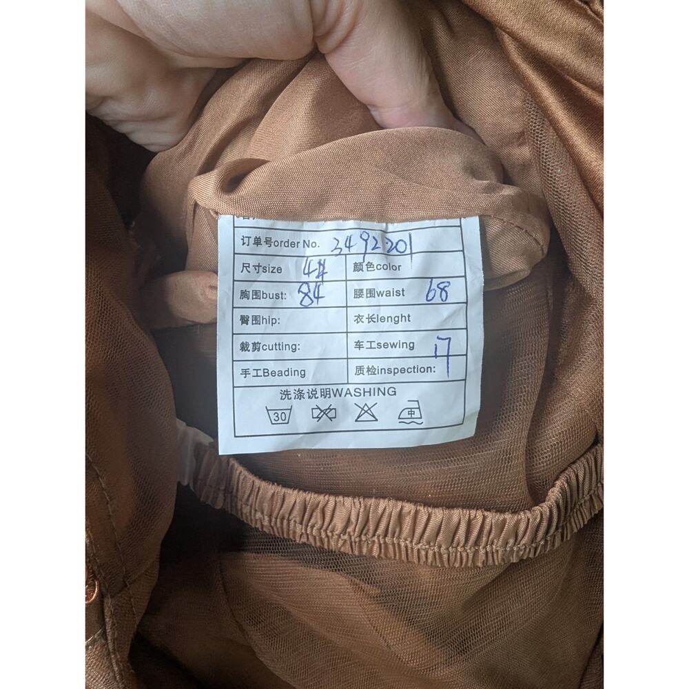 ✨🤎 Fairycore Bronze Corset Dress Glitter Tulle Mini Cottagecore Formal Size 4 - Picture 5 of 6